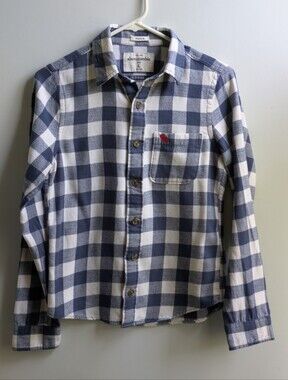 Abercrombie & Fitch Blue/White Cotton Flannel Buffalo Check Shirt Boys L (11/12)